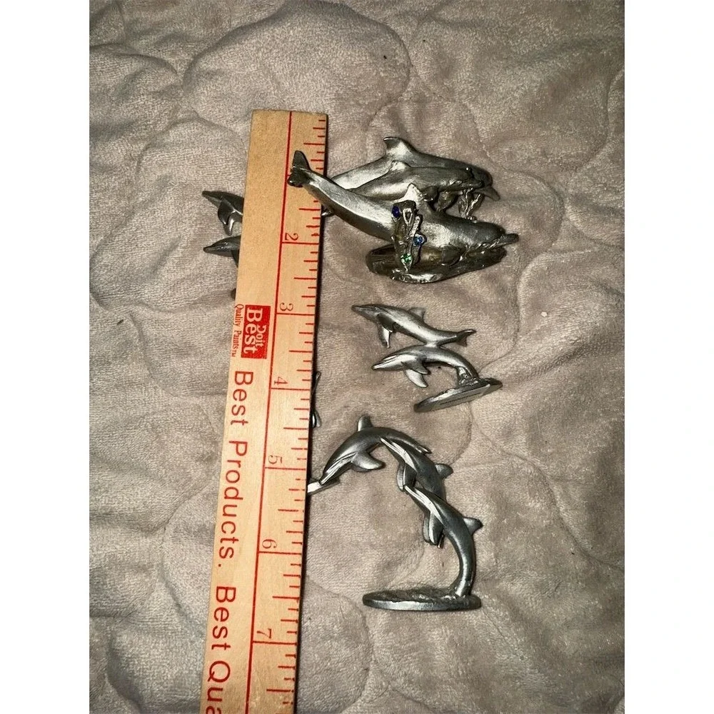Kirks‎ Folly Pewter Dolphin Sculpture Set Vintage Decor mixed brands 5 pieces